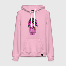Толстовка-худи хлопковая женская Лионель Месси Интер Майами 10, цвет: светло-розовый