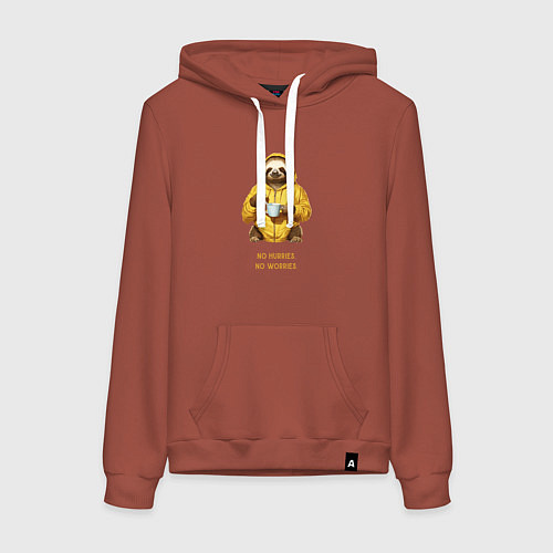 Женская толстовка-худи Ленивец не торопись и не беспокойся / Кирпичный – фото 1