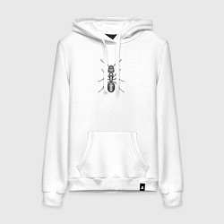 Толстовка-худи хлопковая женская Муравей гравюра, цвет: белый