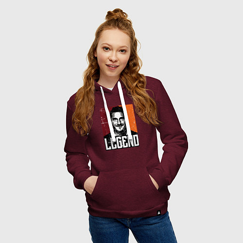 Женская толстовка-худи Тотти легенда / Меланж-бордовый – фото 3