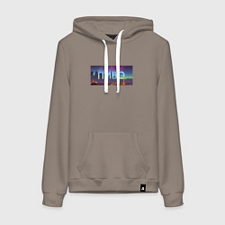 Толстовка-худи хлопковая женская Скрытый текст Пиво, цвет: утренний латте