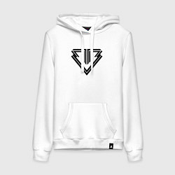 Толстовка-худи хлопковая женская Big bang black emblem, цвет: белый