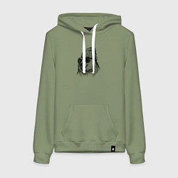 Толстовка-худи хлопковая женская Медведь в шапке, цвет: авокадо