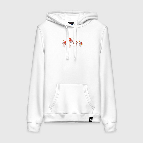 Женская толстовка-худи Грибы мухоморы в ретро стиле / Белый – фото 1
