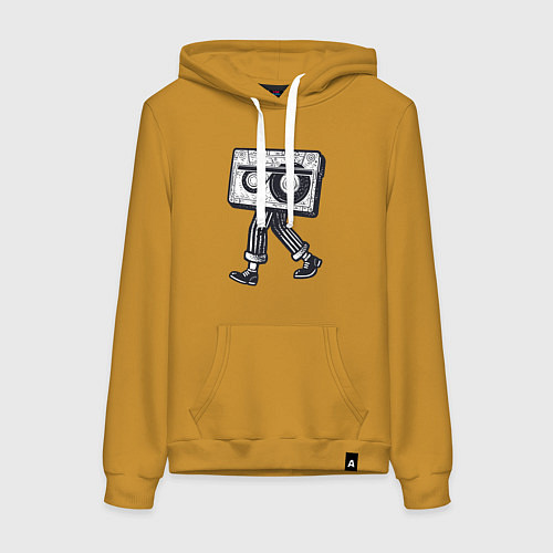 Женская толстовка-худи Walking tape / Горчичный – фото 1