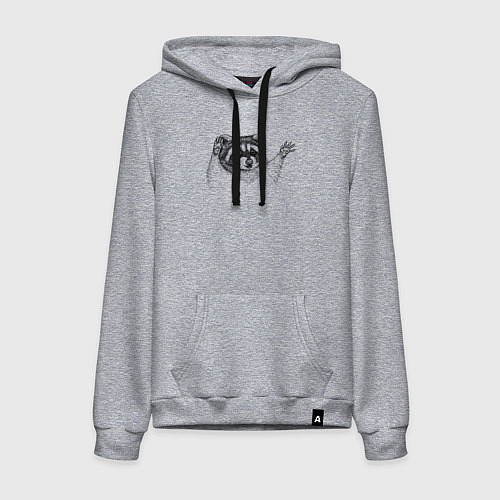 Женская толстовка-худи Енот пугает / Меланж – фото 1