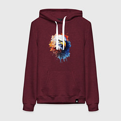 Толстовка-худи хлопковая женская Граффити с орлом, цвет: меланж-бордовый