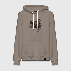 Толстовка-худи хлопковая женская Енот притомился, цвет: утренний латте