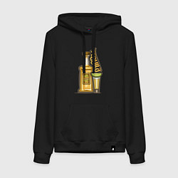 Толстовка-худи хлопковая женская Текила с лаймом, цвет: черный