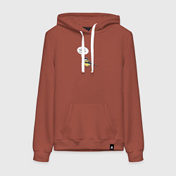 Толстовка-худи хлопковая женская Синица с прикольной надписью - держи себя в руках, цвет: кирпичный