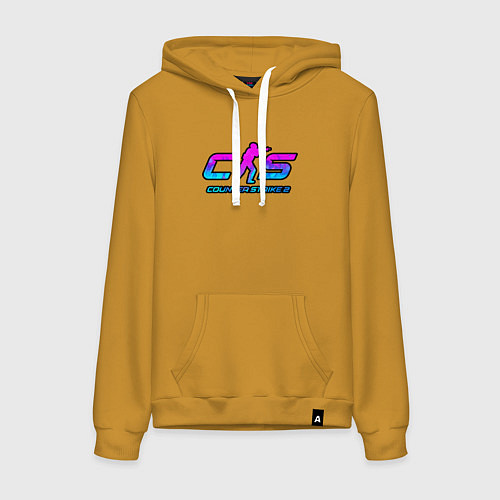 Женская толстовка-худи КС 2 лого неон / Горчичный – фото 1