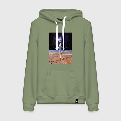 Женская толстовка-худи Девушка с планеты Земля на Марсе / Авокадо – фото 1