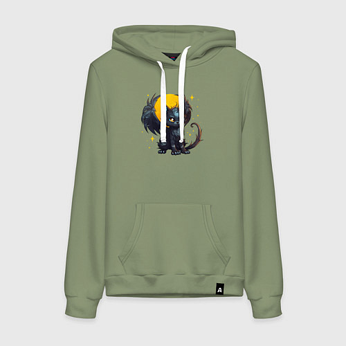 Женская толстовка-худи Cat dragon / Авокадо – фото 1