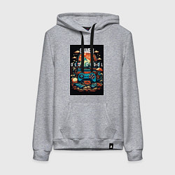 Толстовка-худи хлопковая женская Геймер old school, цвет: меланж