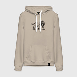 Толстовка-худи хлопковая женская Медоед модный, цвет: миндальный