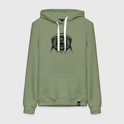 Толстовка-худи хлопковая женская Медоед рычит, цвет: авокадо