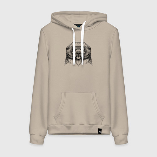 Женская толстовка-худи Медоед высунул язык / Миндальный – фото 1