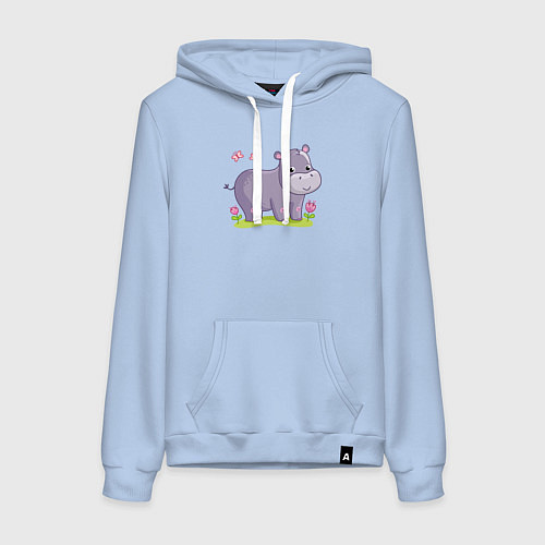 Женская толстовка-худи Милый бегемотик / Мягкое небо – фото 1