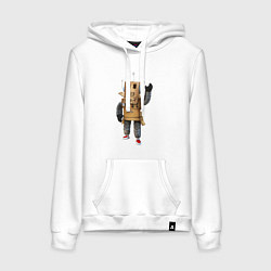 Толстовка-худи хлопковая женская Roblox робот машет, цвет: белый