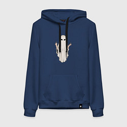 Толстовка-худи хлопковая женская The unkind ghost, цвет: тёмно-синий