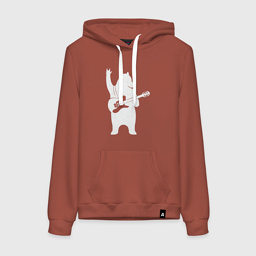 Женская толстовка-худи Мишутка рокер / Кирпичный – фото 1