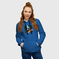 Толстовка-худи хлопковая женская Космонавт и лес, цвет: синий — фото 2