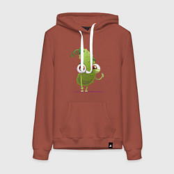 Толстовка-худи хлопковая женская Страдающий огурец, цвет: кирпичный