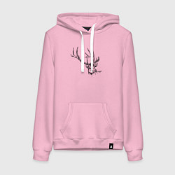 Толстовка-худи хлопковая женская Голова оленя краской, цвет: светло-розовый