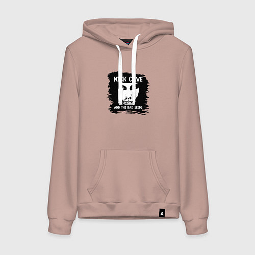 Женская толстовка-худи Nick Cave in black white / Пыльно-розовый – фото 1