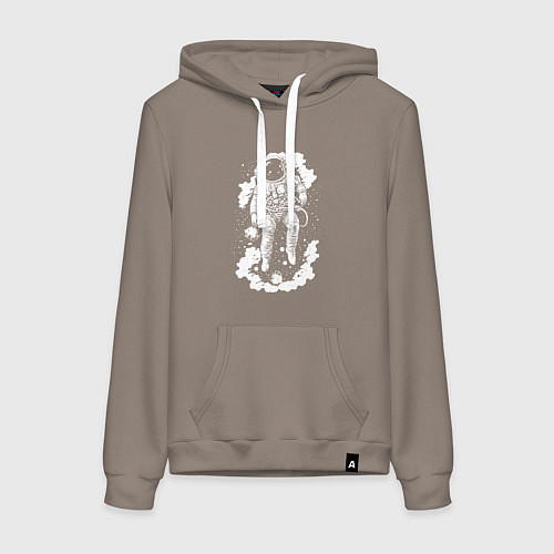 Женская толстовка-худи Космонавт среди звезд / Утренний латте – фото 1