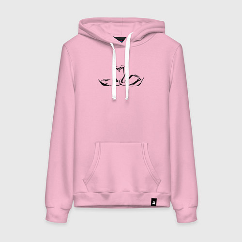 Женская толстовка-худи Пара лебедей трафарет / Светло-розовый – фото 1