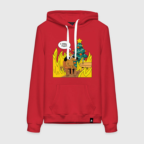 Женская толстовка-худи 2024 - this is fine / Красный – фото 1