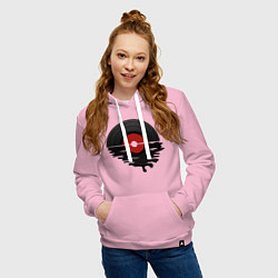 Толстовка-худи хлопковая женская Виниловая пластинка закат, цвет: светло-розовый — фото 2