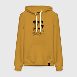 Толстовка-худи хлопковая женская Почита милашка, цвет: горчичный