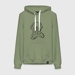 Толстовка-худи хлопковая женская Спящий мишка в пижаме - раскраска, цвет: авокадо