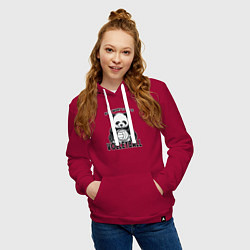 Толстовка-худи хлопковая женская Panda volleyball, цвет: маджента — фото 2