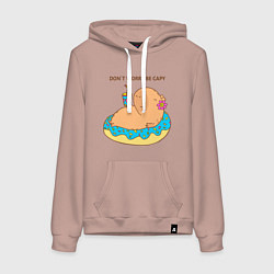 Женская толстовка-худи Капибара с пончиком dont worry be capy