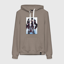 Толстовка-худи хлопковая женская Ризли Геншин импакт, цвет: утренний латте