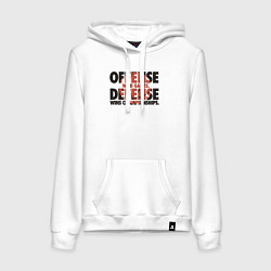 Толстовка-худи хлопковая женская Защита выигрывает чемпионаты, цвет: белый