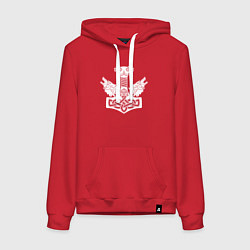 Толстовка-худи хлопковая женская Молот Тора, цвет: красный