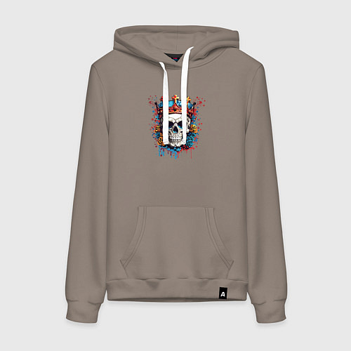 Женская толстовка-худи Череп в короне падшего короля / Утренний латте – фото 1