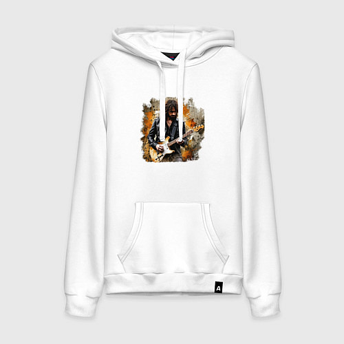 Женская толстовка-худи Рок музыкант на гранже / Белый – фото 1