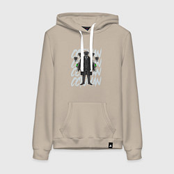 Толстовка-худи хлопковая женская Large TV Man, цвет: миндальный