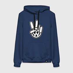 Толстовка-худи хлопковая женская Volkswagen peace, цвет: тёмно-синий