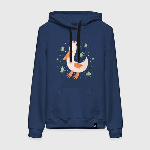 Женская толстовка-худи Гусь забавный / Тёмно-синий – фото 1