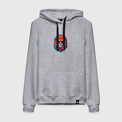 Толстовка-худи хлопковая женская Голова льва в солнечных очках, цвет: меланж