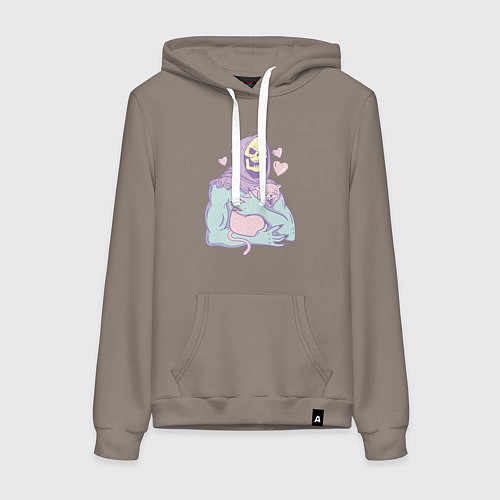 Женская толстовка-худи Скелетор с котом / Утренний латте – фото 1