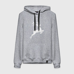 Толстовка-худи хлопковая женская Новогодний минималистичный олень, цвет: меланж