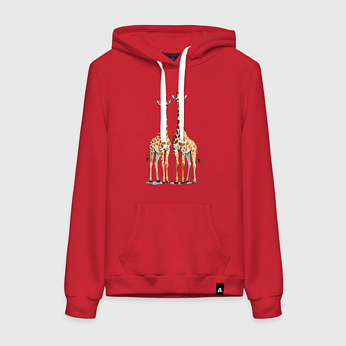 Женская толстовка-худи Друзья-жирафы / Красный – фото 1
