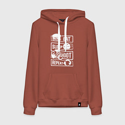 Толстовка-худи хлопковая женская Еда сон фото, цвет: кирпичный